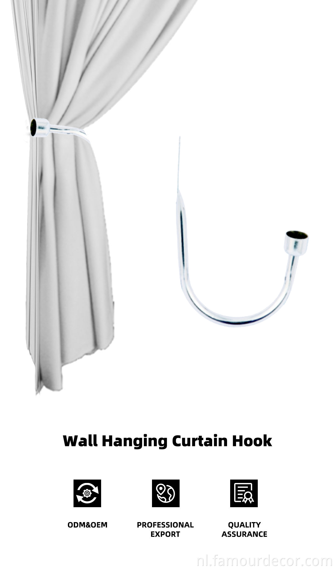 U Shape Brass Curtain Hook Decorative Curtain